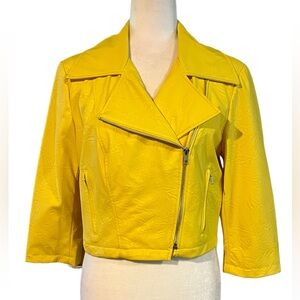 NWT Selé Fashions Women’s Yellow Cropped Motto Jacket Size Medium